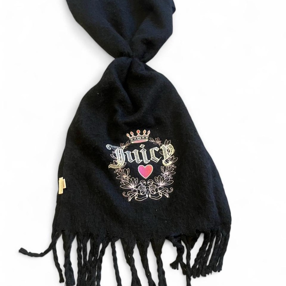 Juicy Couture‎ oversized Black Label Patch Scarf with Pink Tag